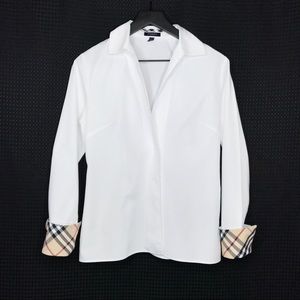 ▪️Burberry▪️button up work shirt with check sleeve